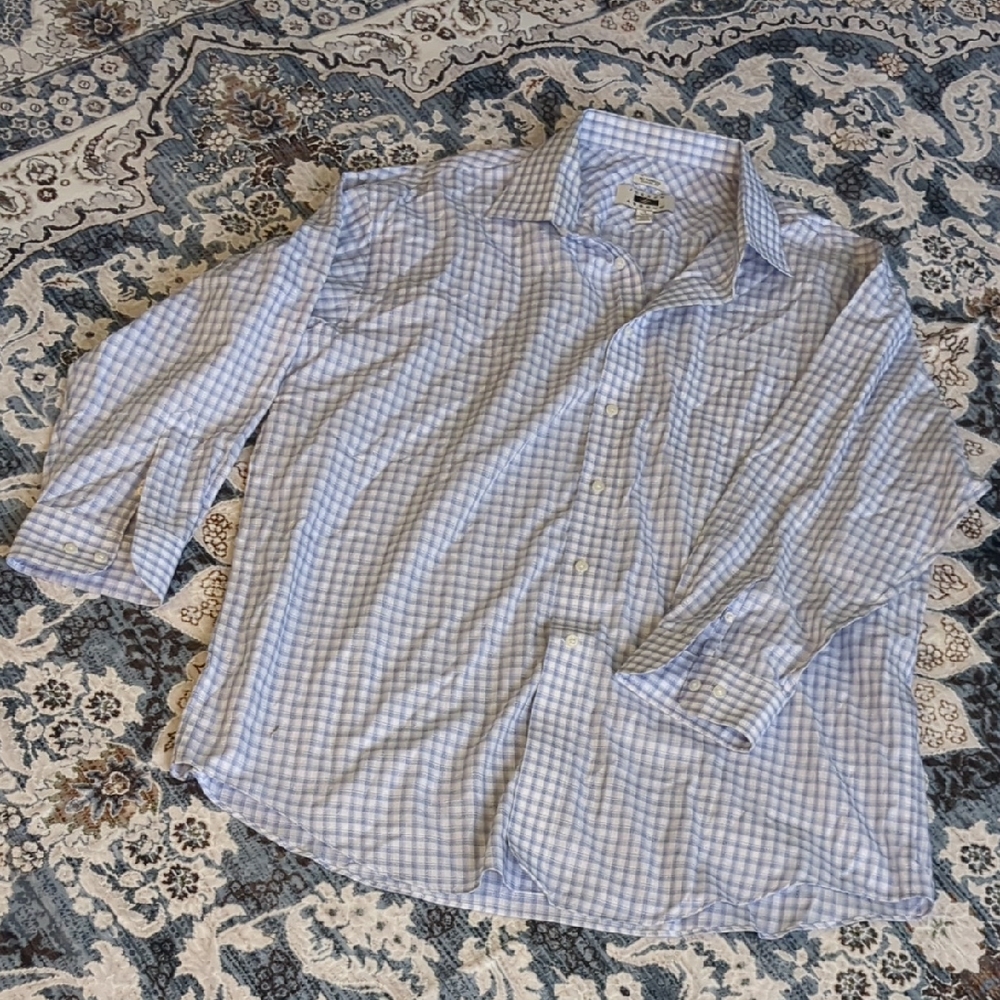 **3/$10** Joseph Abboud Lavender and White Checkered Shirt